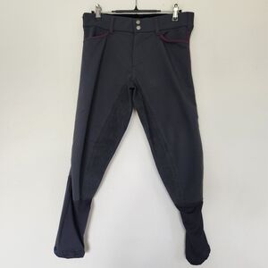 Irideon Horse Riding Pants Equestrian Grey w/ Pink Trim Made In USA Size 28
